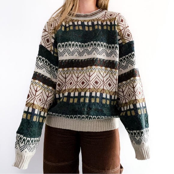 JARGON Vintage 90s Knit Cosby Sweater • Size L • Made in Korea - Picture 5 of 9